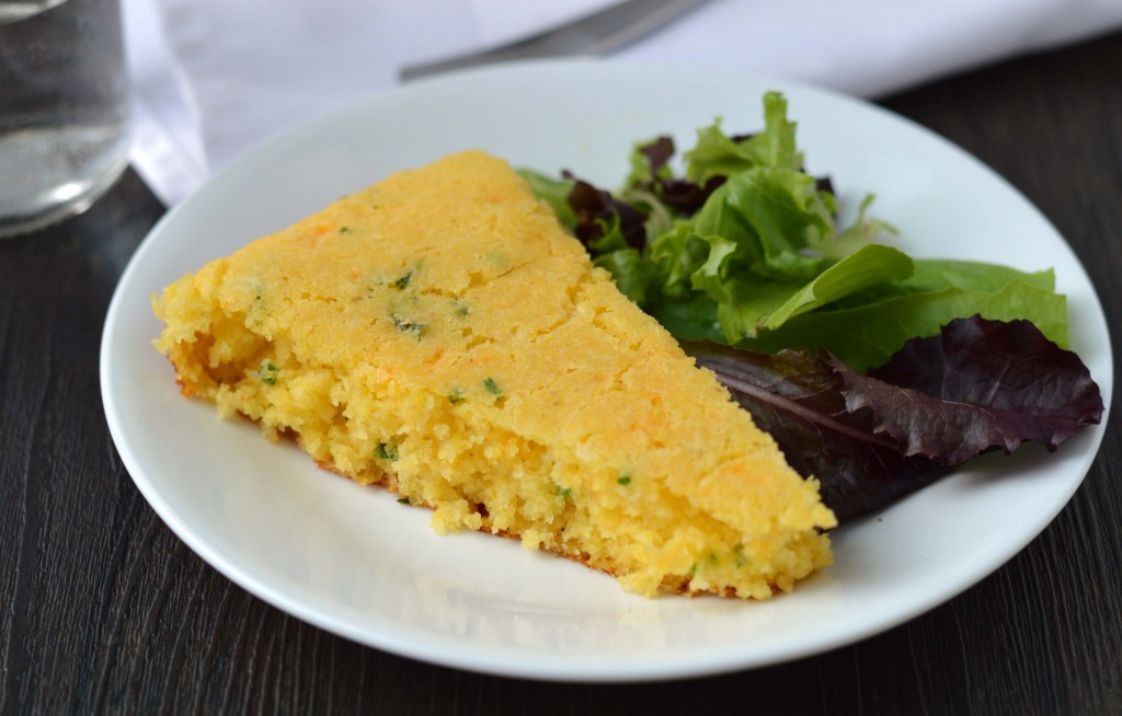 cheese and chive skillet corn bread