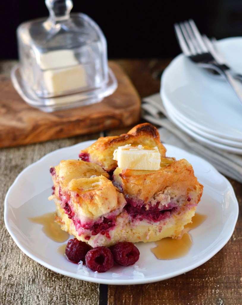 Raspberry coconut cream stuffed french toast