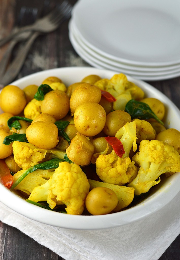 Indian spiced potatoes and vegetables