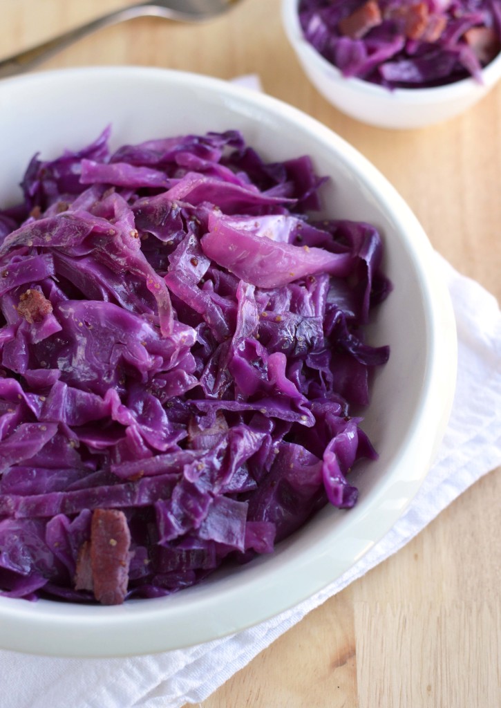 braised red cabbage with bacon