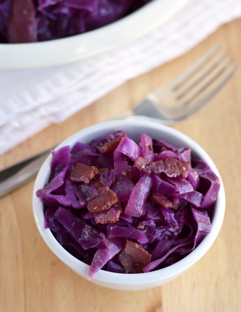 braised red cabbage with bacon