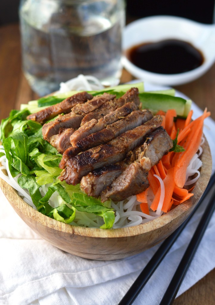 Grilled Lemongrass pork noodle bowls