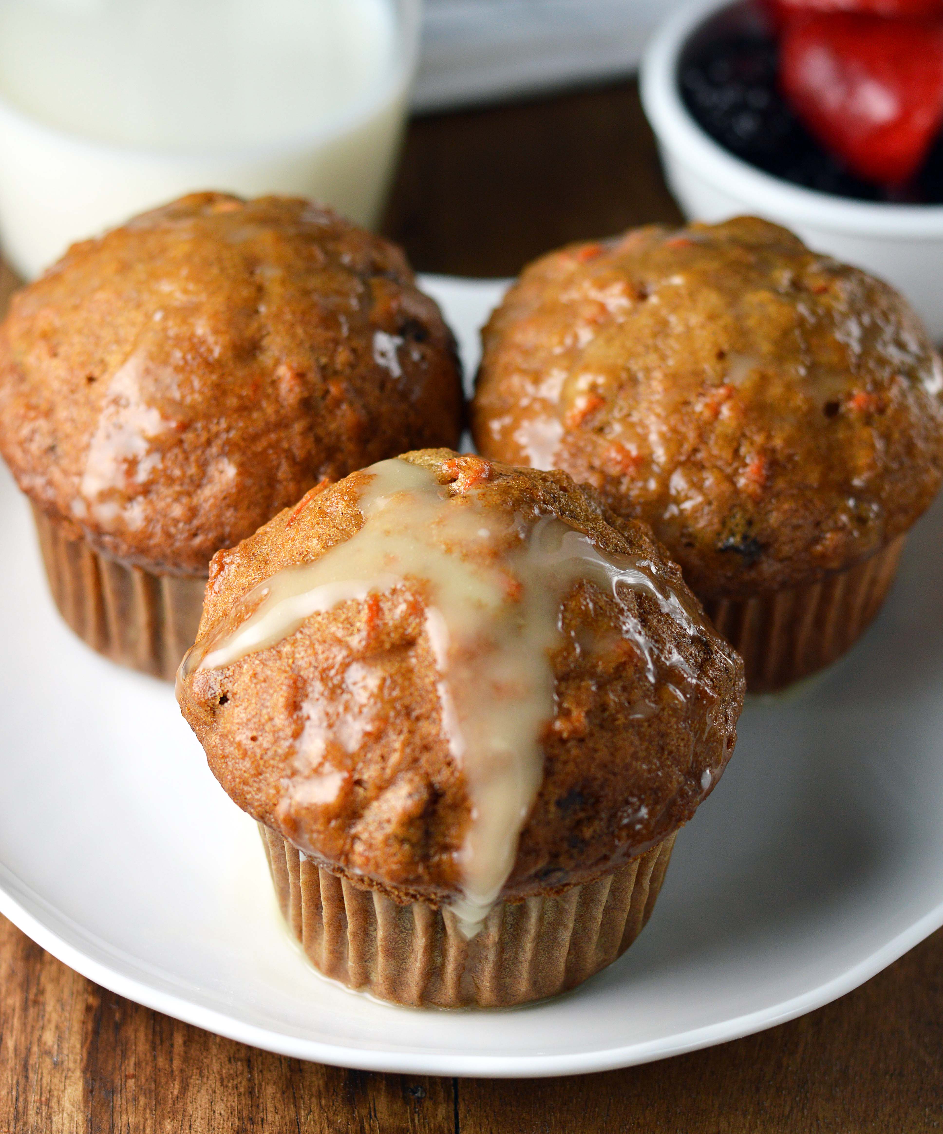 Spiced Carrot Muffins with Orange Glaze - Friday is Cake Night