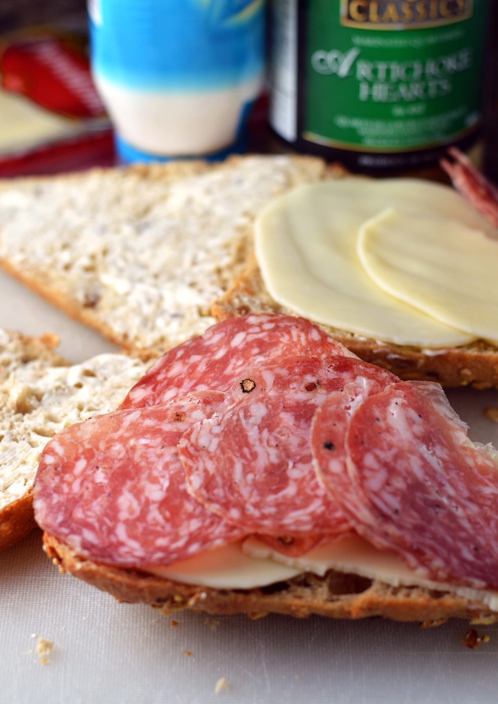 Marinated Artichoke Heart, Salami and Provolone Sandwich