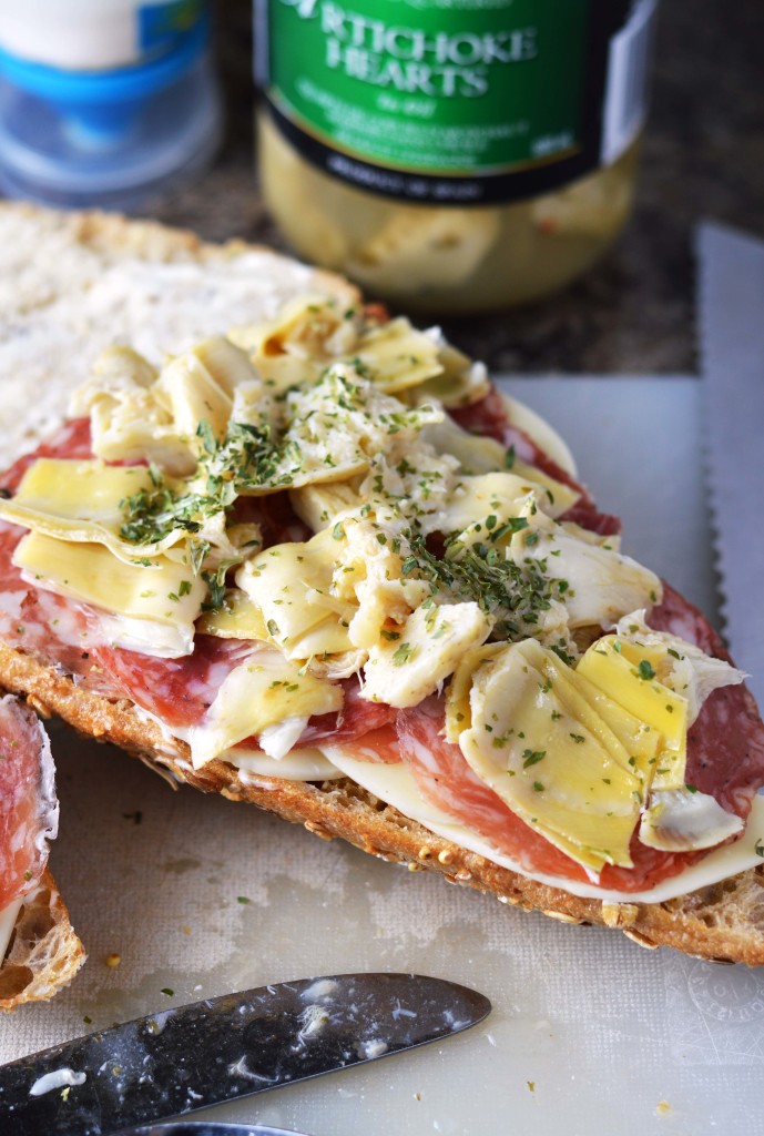 Marinated Artichoke Heart, Salami and Provolone Sandwich