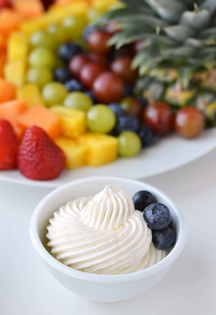 Fruit Rainbow with Cheesecake Cloud Dip