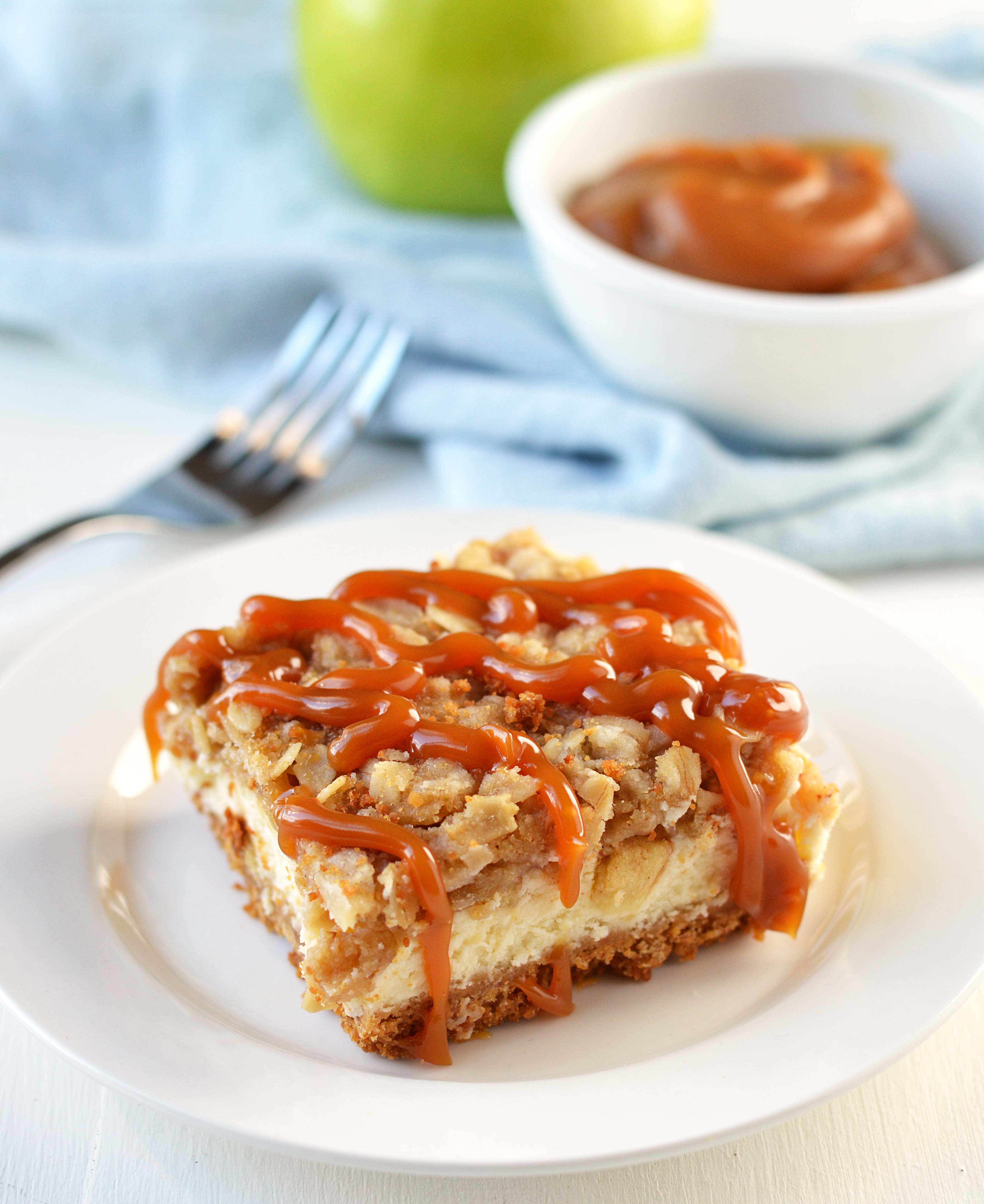 Caramel Apple Cheesecake Bars - Friday is Cake Night