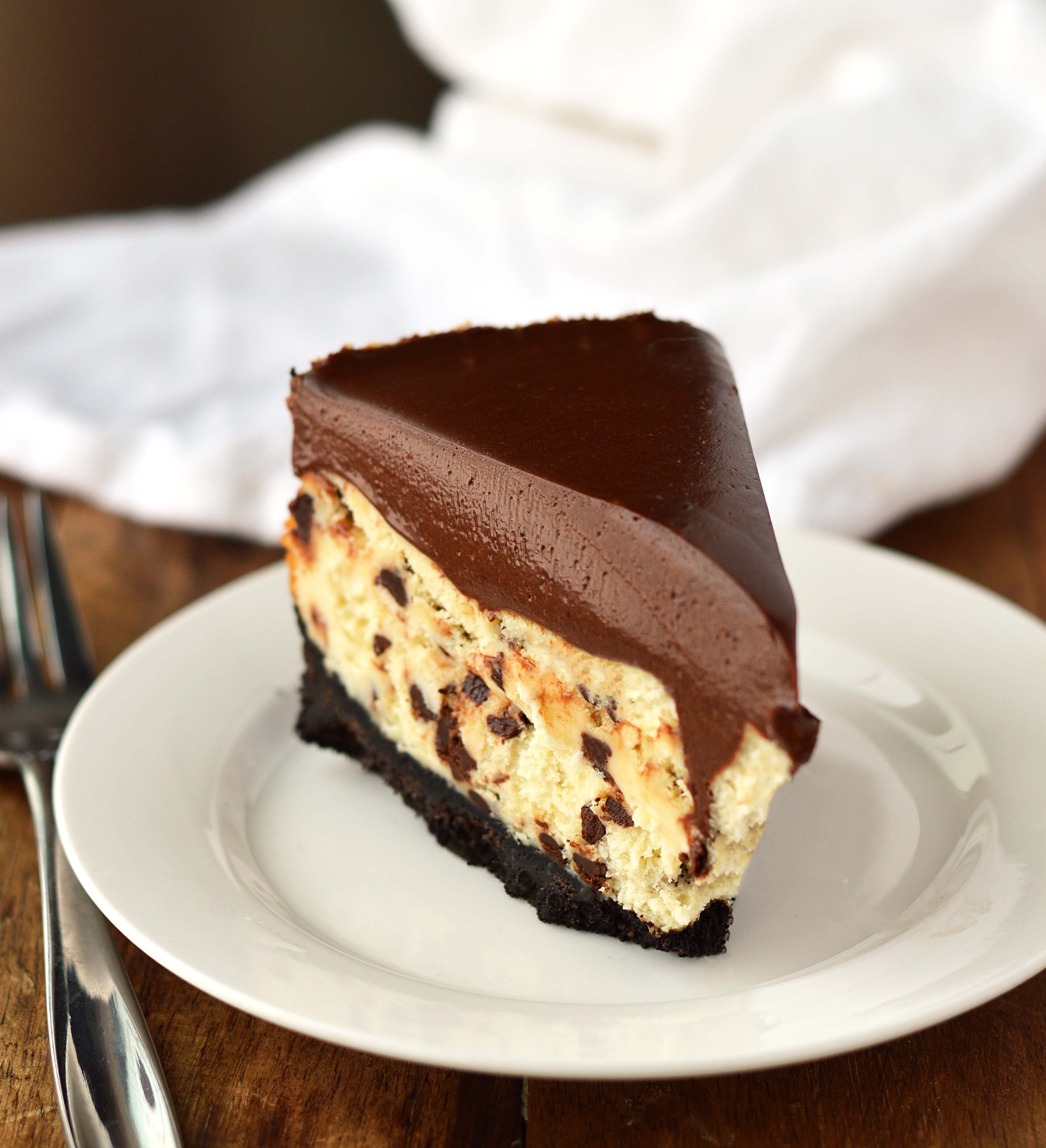 Chocolate Chip Cheesecake with Chocolate Mousse - Friday is Cake Night