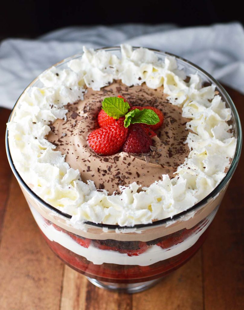 Chocolate Covered Strawberry Brownie Trifle - Friday is Cake Night