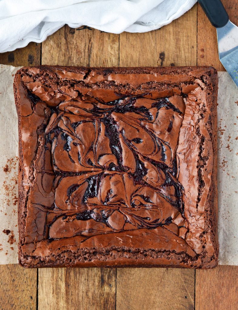 Raspberry swirled brownies