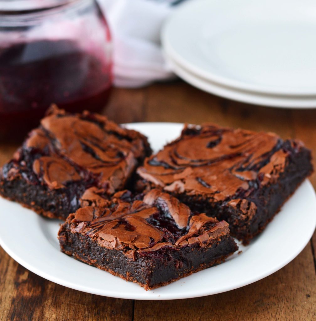 Raspberry swirled brownies