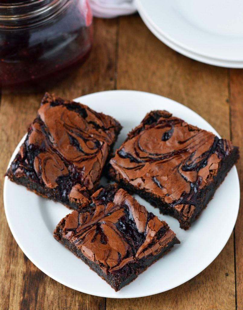 Raspberry swirled brownies