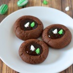 Mint chocolate thumb print cookies