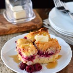 Raspberry-coconut cream stuffed french toast