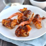 Tropical bacon wrapped prawns