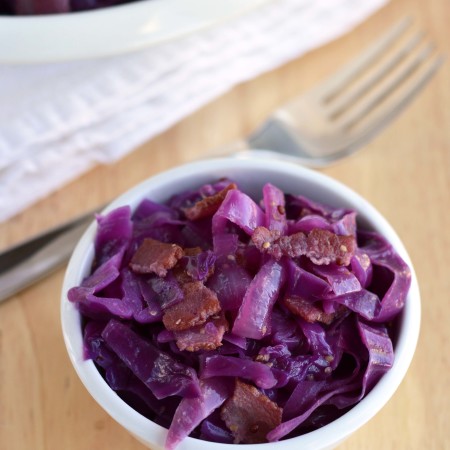 braised red cabbage with bacon