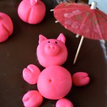 Swimming pig cake