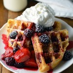 Waffles with berry compote