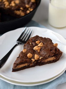 Peanut Butter Stuffed Skillet Cookie